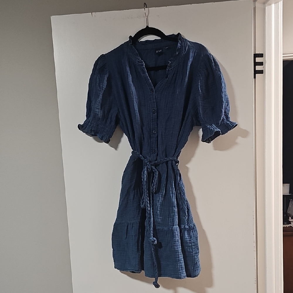 GAP Blue Puff Sleeve Mini Dress